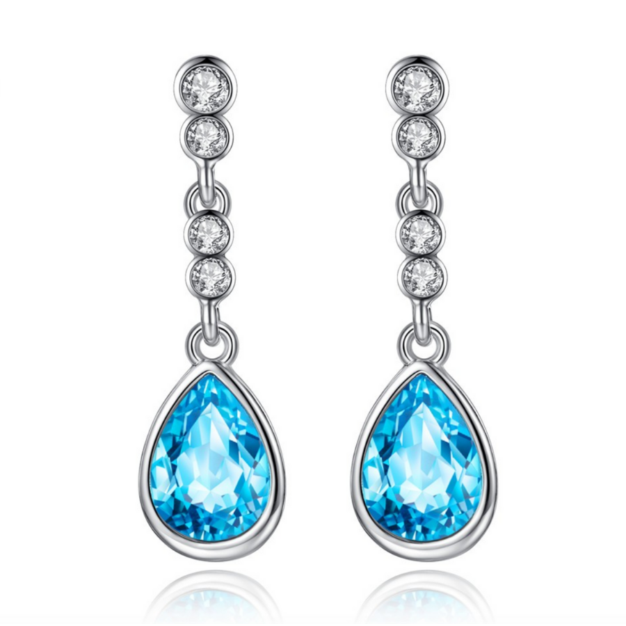 Aqua Dew Drop Crystal Earring