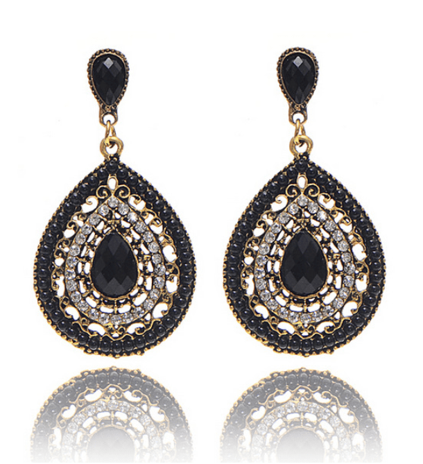 Bead and Crystal Filigree Drop Earrings