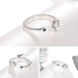 Blue Seas CZ Adjustable Silver Anchor Ring