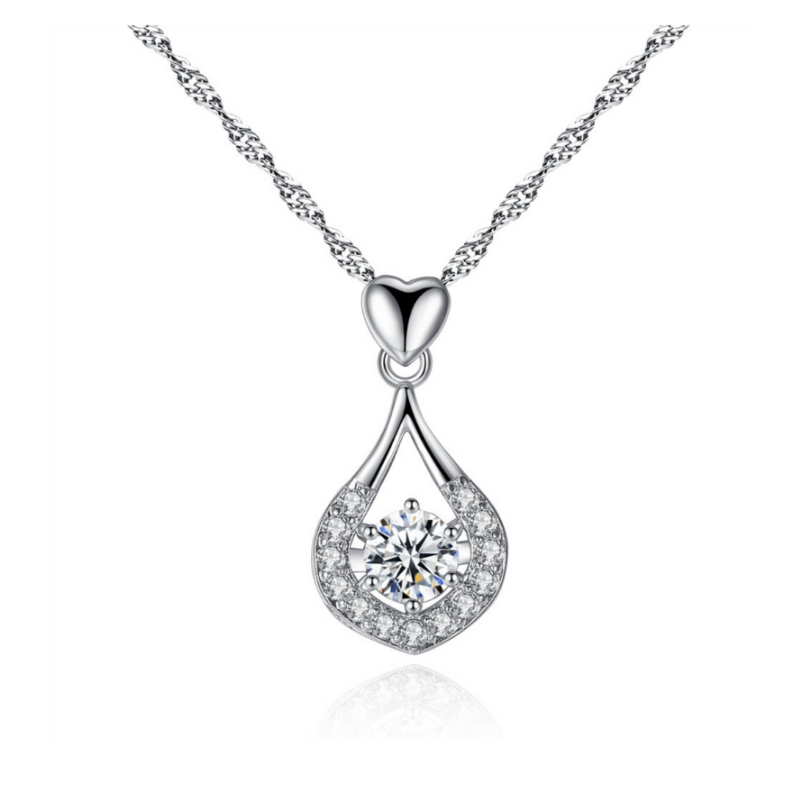 Heart Drop Wrapped CZ Diamond Necklace