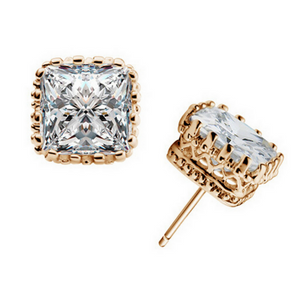 Royal Princess 7mm Cut Simulated White Or Pink Sapphire Stud Earrings