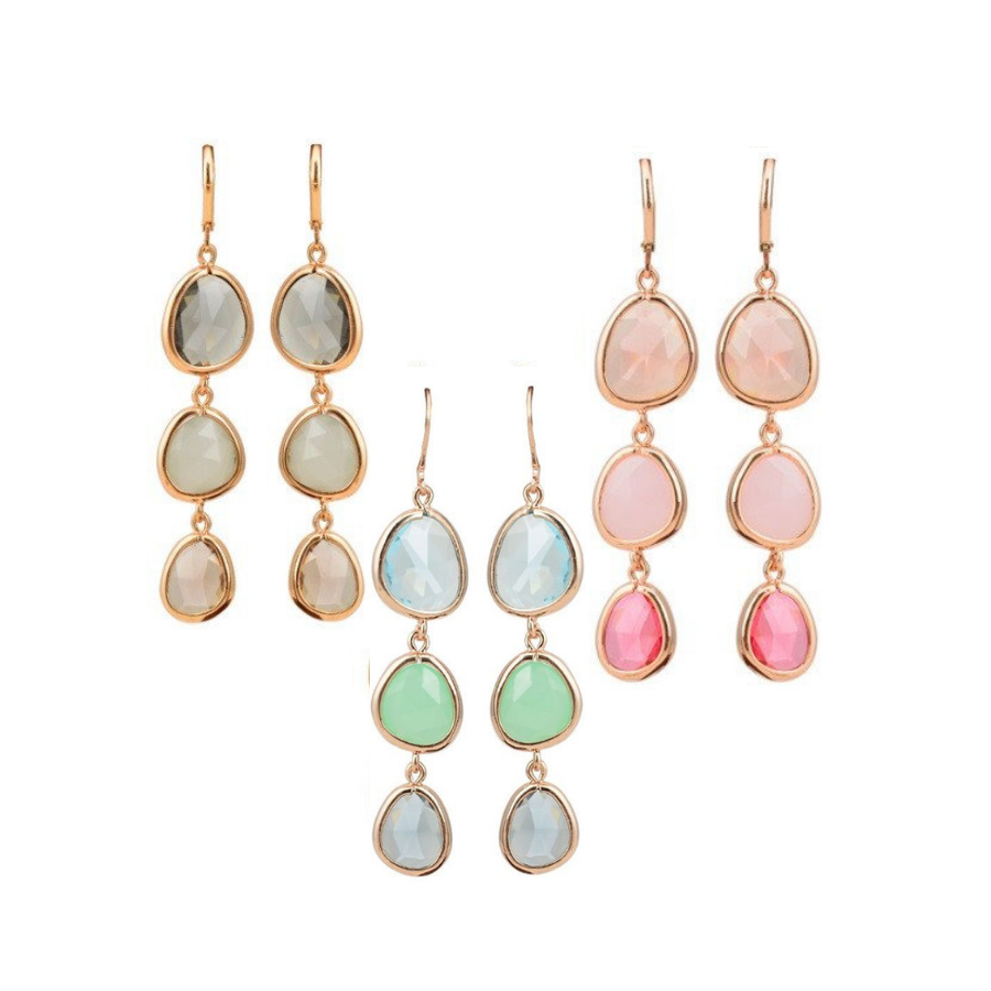 Shades Graduated Dangling Crystal Lever Back Earrings