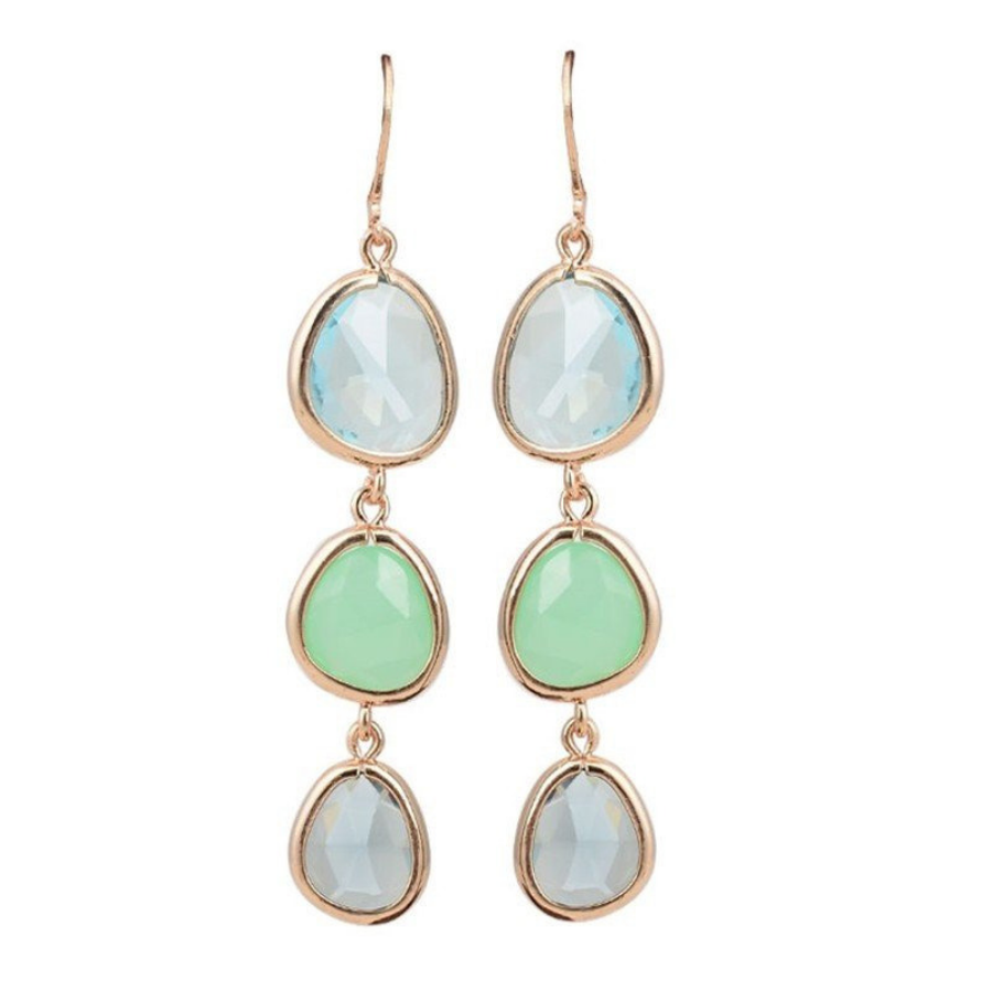 Shades Graduated Dangling Crystal Lever Back Earrings