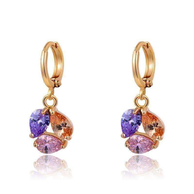 Crystal Cluster Dangling Charm Earrings