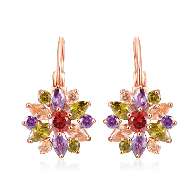 Brilliant Austrian Crystal Flower Earrings