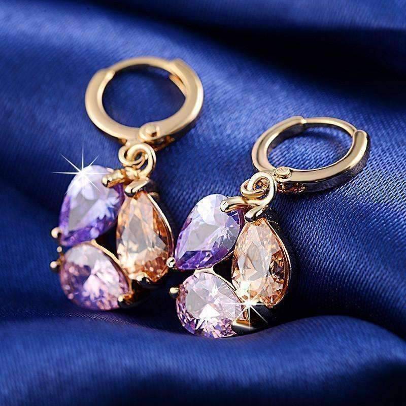 Crystal Cluster Dangling Charm Earrings
