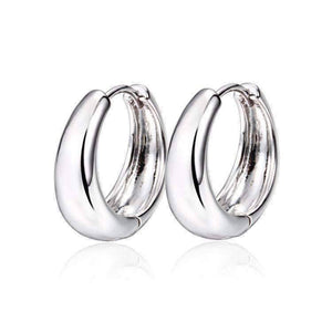 Smooth Platinum Bold Huggie Hoop Earrings