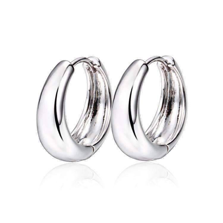 Smooth Platinum Bold Huggie Hoop Earrings