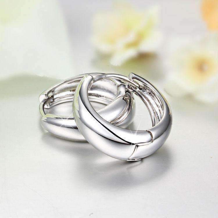 Smooth Platinum Bold Huggie Hoop Earrings