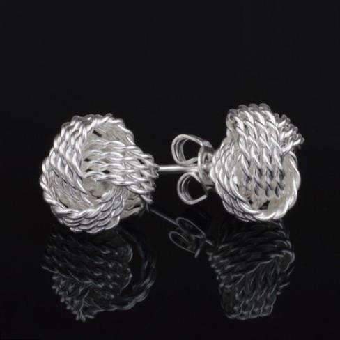 Sterling Silver Love Knot Stud Earrings