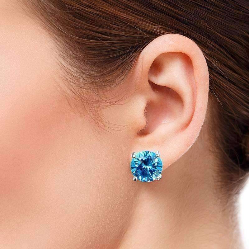 Tahitian Blue 5.9CT Blue Topaz Stud Earrings