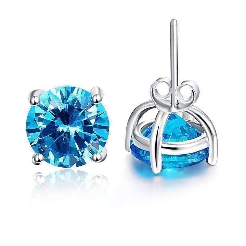 Tahitian Blue 5.9CT Blue Topaz Stud Earrings