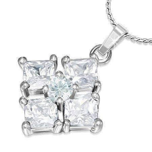 "Reflection" Cubic Zirconia Square Pendant Necklace