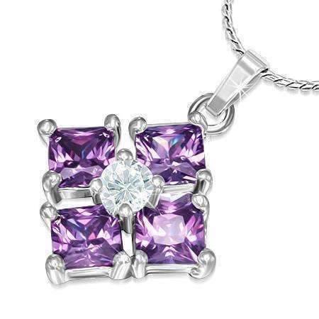 "Reflection" Cubic Zirconia Square Pendant Necklace