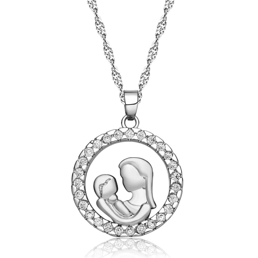 Circle of Love Mother & Child CZ Necklace