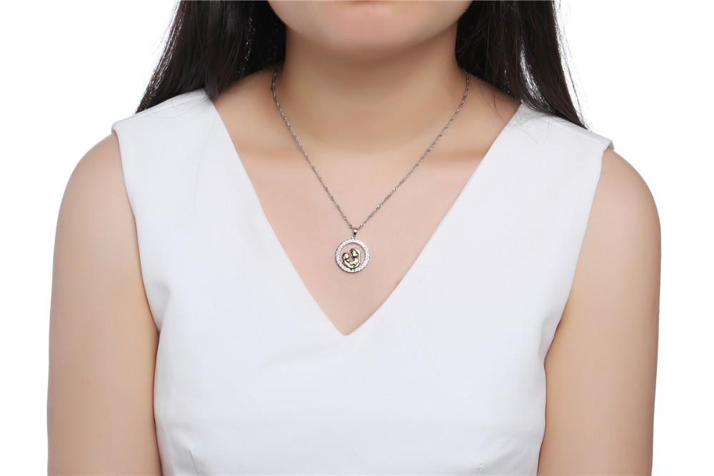 Circle of Love Mother & Child CZ Necklace
