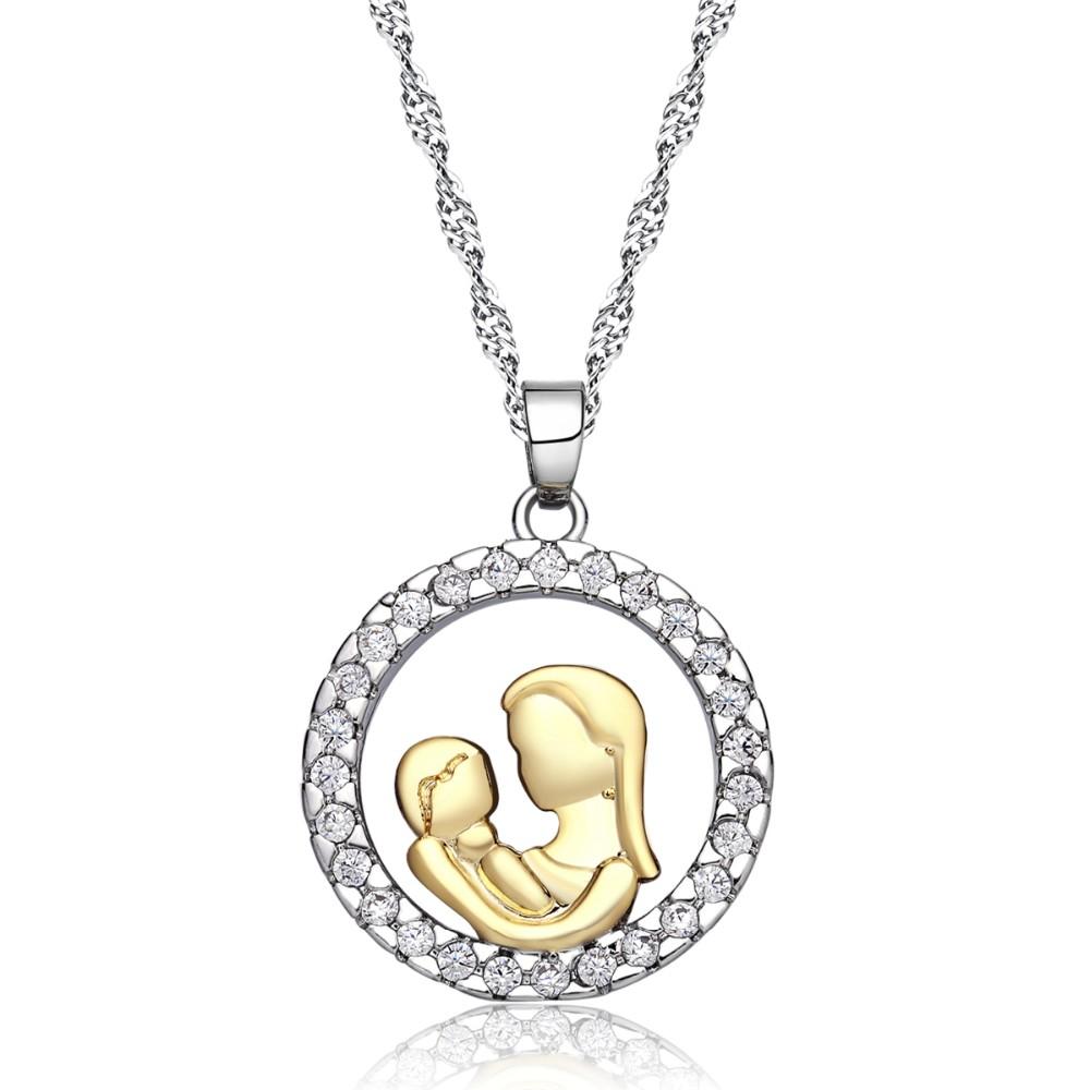 Circle of Love Mother & Child CZ Necklace