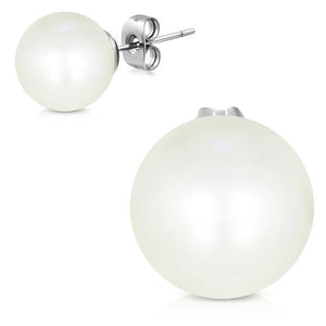 Classic White Pearl Bead Stud Earrings