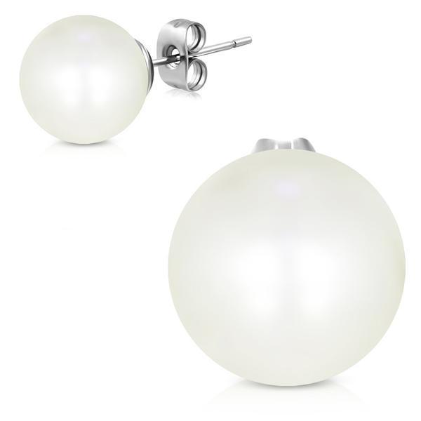 Classic White Pearl Bead Stud Earrings