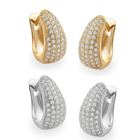 CZ Encrusted Creole Hoop Earrings