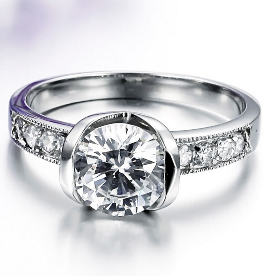 Eternal Love CZ Solitaire Stainless Steel Engagement Ring