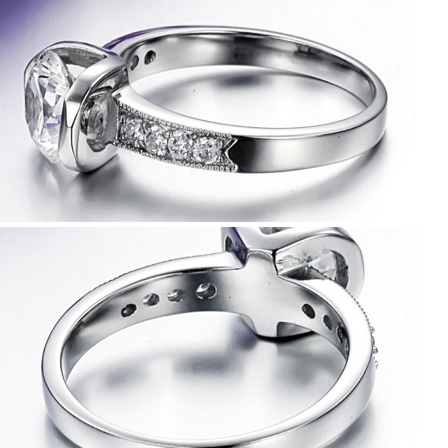 Eternal Love CZ Solitaire Stainless Steel Engagement Ring