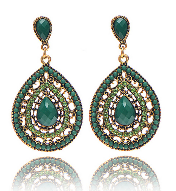 Bead and Crystal Filigree Drop Earrings