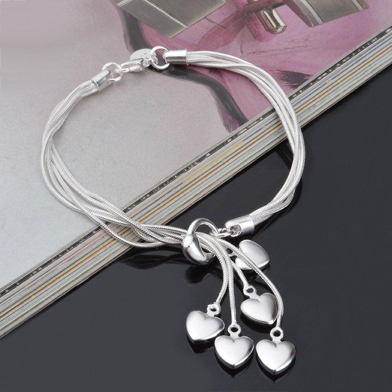 Heart Strings Multi Strand Silver Tassel Bracelet