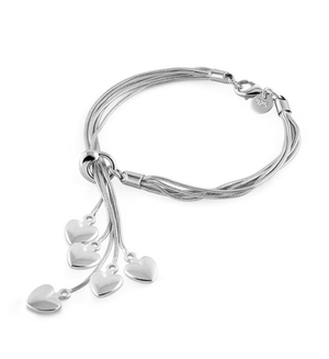 Heart Strings Multi Strand Silver Tassel Bracelet