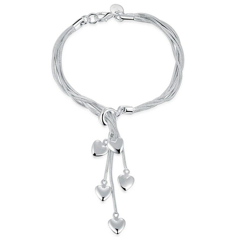 Heart Strings Multi Strand Silver Tassel Bracelet