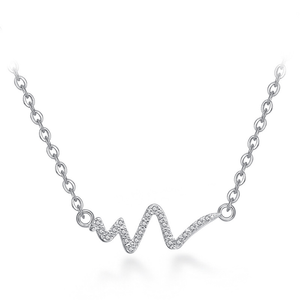 Heartbeat CZ Silver Necklace
