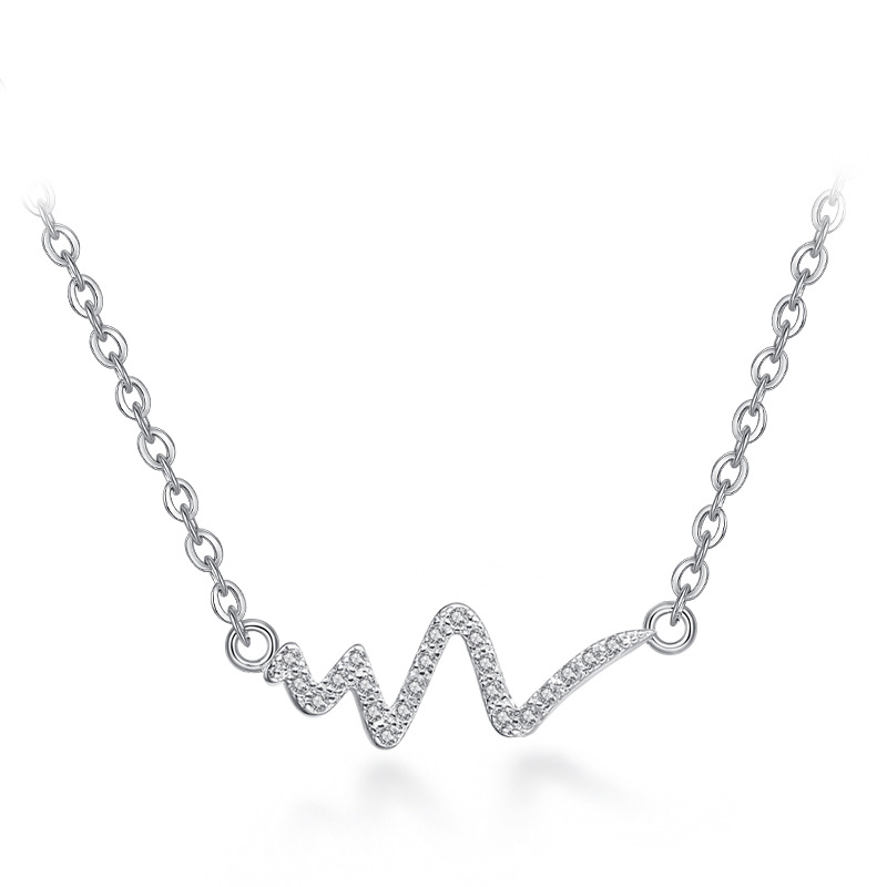 Heartbeat CZ Silver Necklace