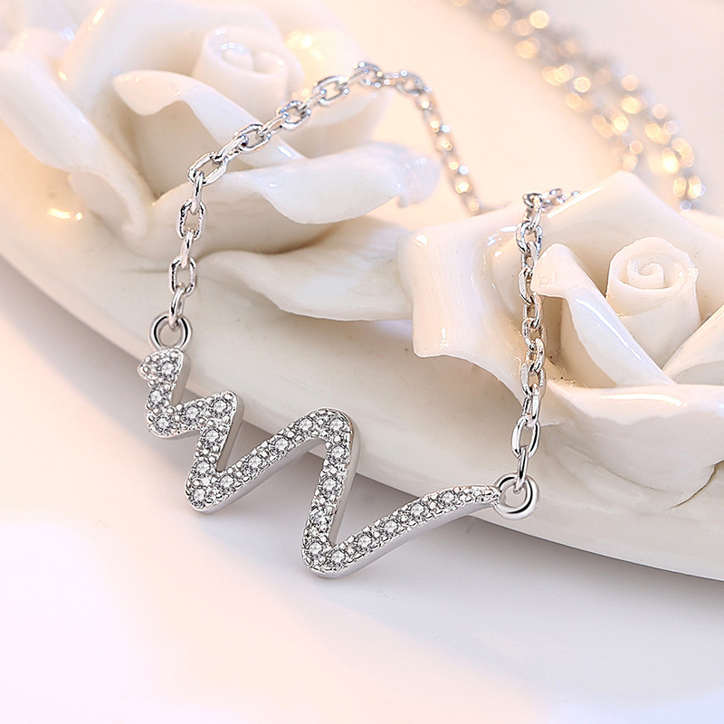 Heartbeat CZ Silver Necklace