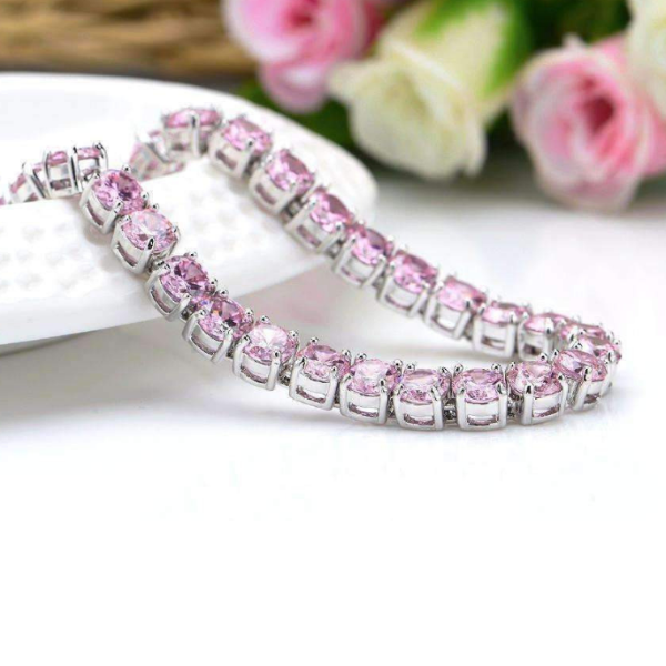 Luxury Pink Swiss CZ Tennis Bracelet