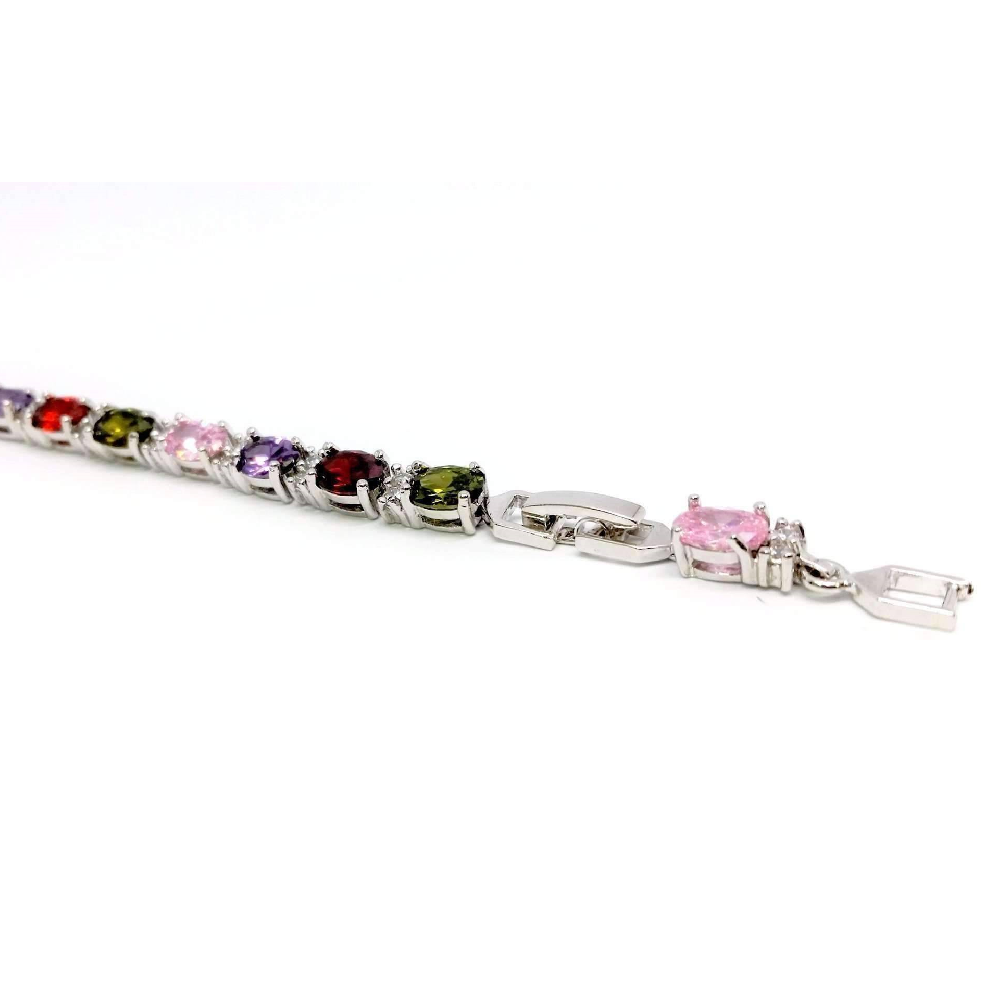Multicolor Oval Austrian Crystal Tennis Bracelet