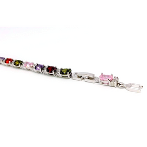 Multicolor Oval Austrian Crystal Tennis Bracelet