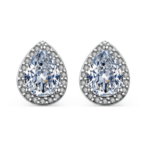Perfect Pear Austrian Crystal Halo Earrings and Bracelet Set