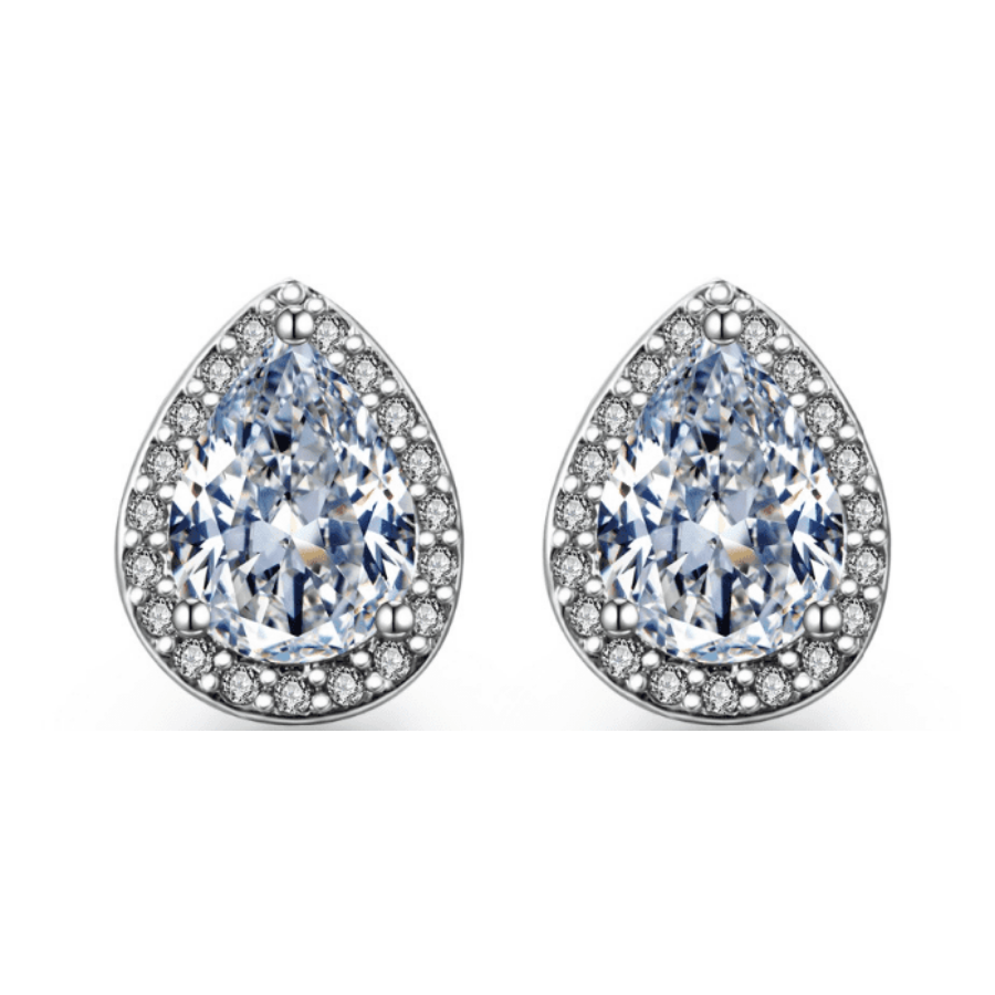 Perfect Pear Austrian Crystal Halo Earrings and Bracelet Set