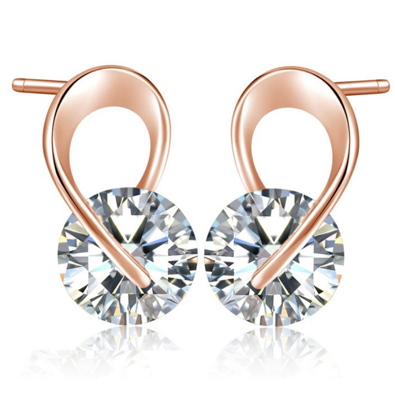 Hugging Austrian Crystals Stud Earrings