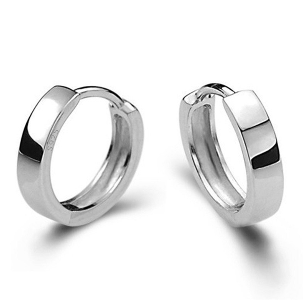 ON SALE - 12mm Silver Huggie Hoop Earrings - For Men or Women