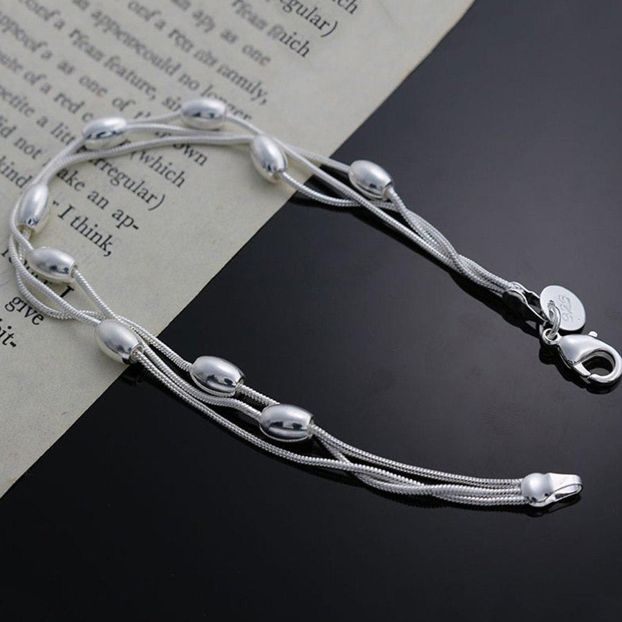 Silver Pearl Beads Multi Strand Bracelet