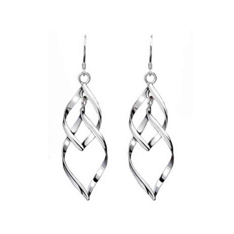 Silver Interlocking Diamond Spirals Earrings