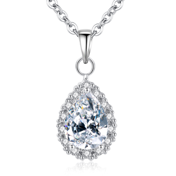 Teardrop Halo CZ Diamond Necklace