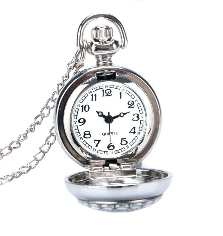 White Pearl Flower Vintage Style Mini Pocket Watch Necklace