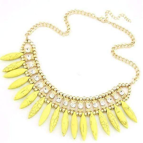 Funky Glam Bright Boho Bead and Rhinestone Collar Necklace