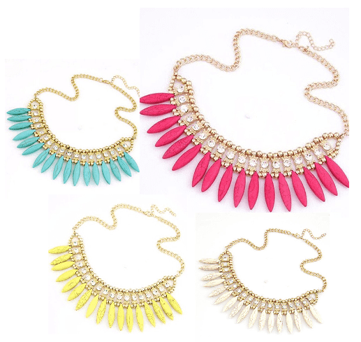 Funky Glam Bright Boho Bead and Rhinestone Collar Necklace
