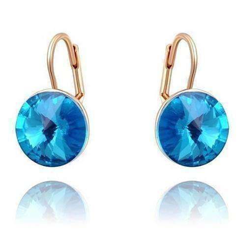 Oceanic Blue Austrian Crystal Leverback Earrings