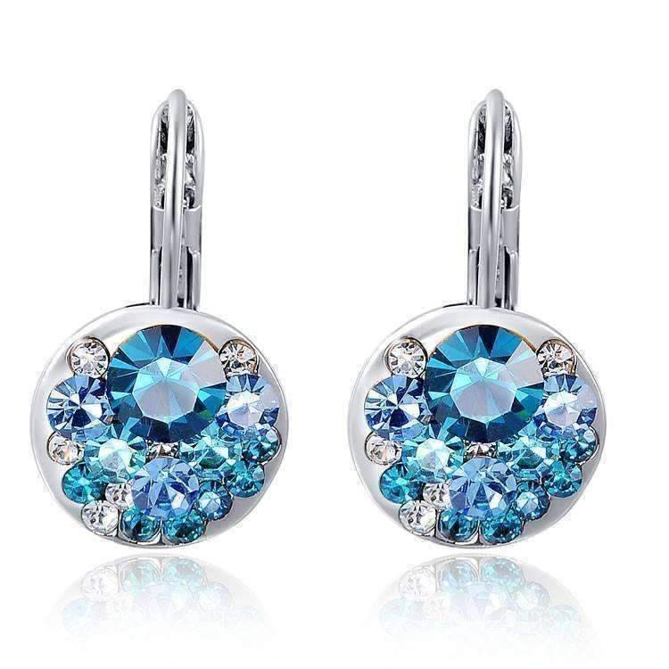 Party Confetti Austrian Crystal White Gold Plated Leverback Earrings