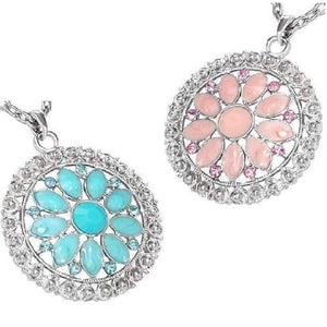 Delightful Daisy Vintage Look Enamel & CZ Floral Pendant Necklace