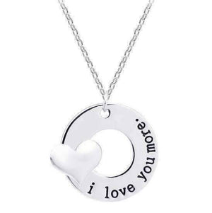 I Love You More 3D Heart Stamped Charm Necklace